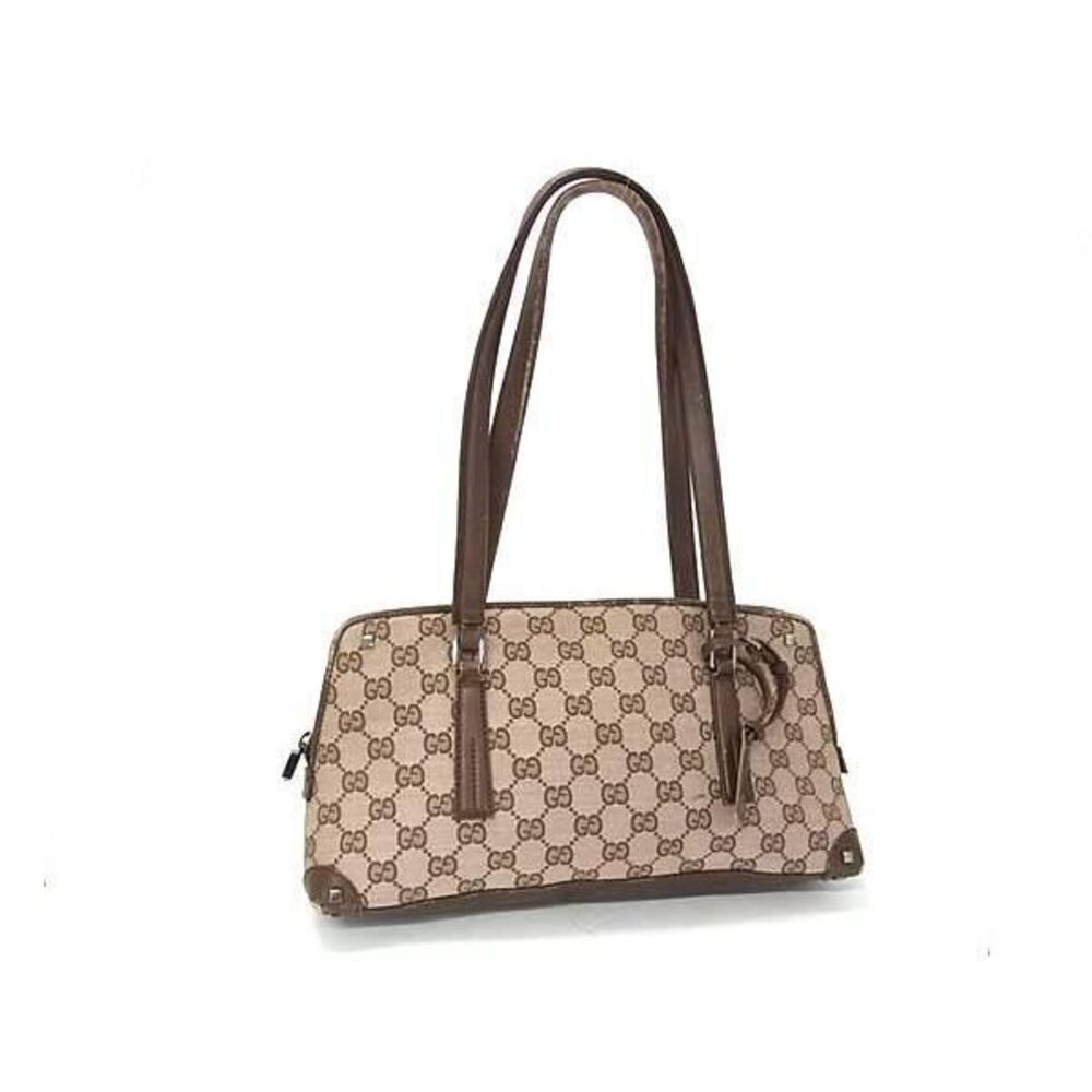GUCCI GG Canvas Leather Handbag Shoulder Bag Brown - Picture 2 of 6